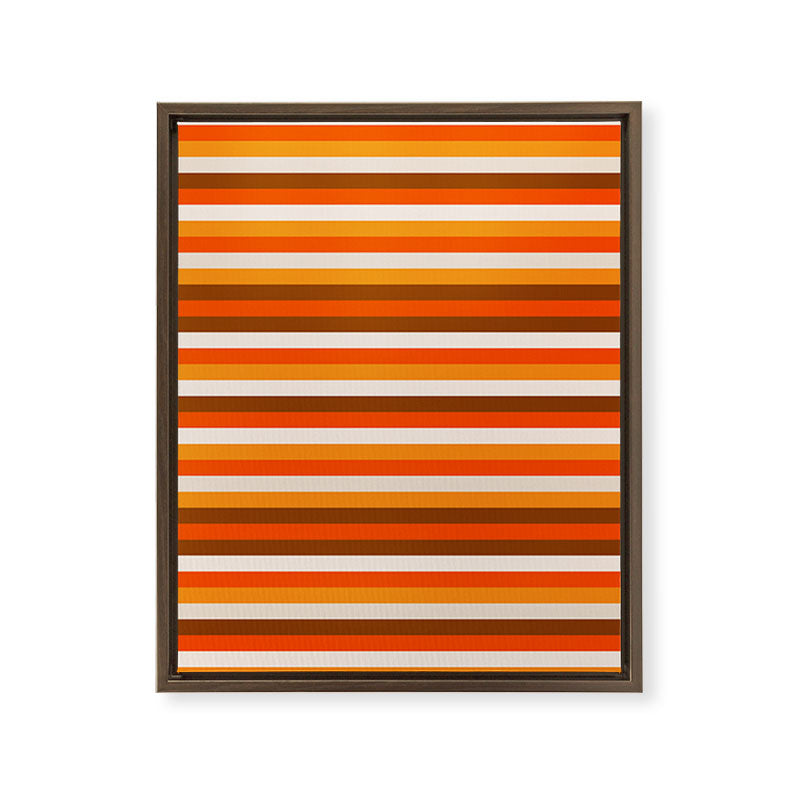 70s Fine Stripes in Retro Orange and Brown Framed Canvas Print