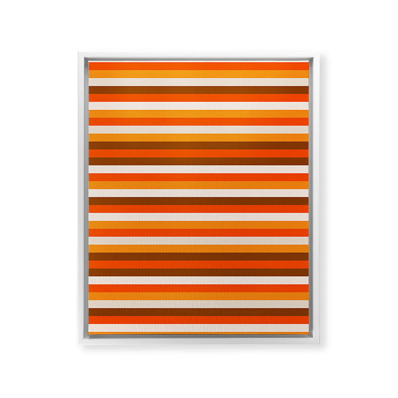 70s Fine Stripes in Retro Orange and Brown Framed Canvas Print