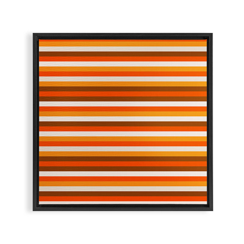70s Fine Stripes in Retro Orange and Brown Framed Canvas Print
