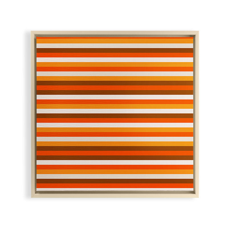 70s Fine Stripes in Retro Orange and Brown Framed Canvas Print