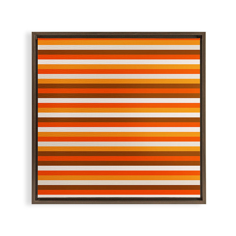 70s Fine Stripes in Retro Orange and Brown Framed Canvas Print