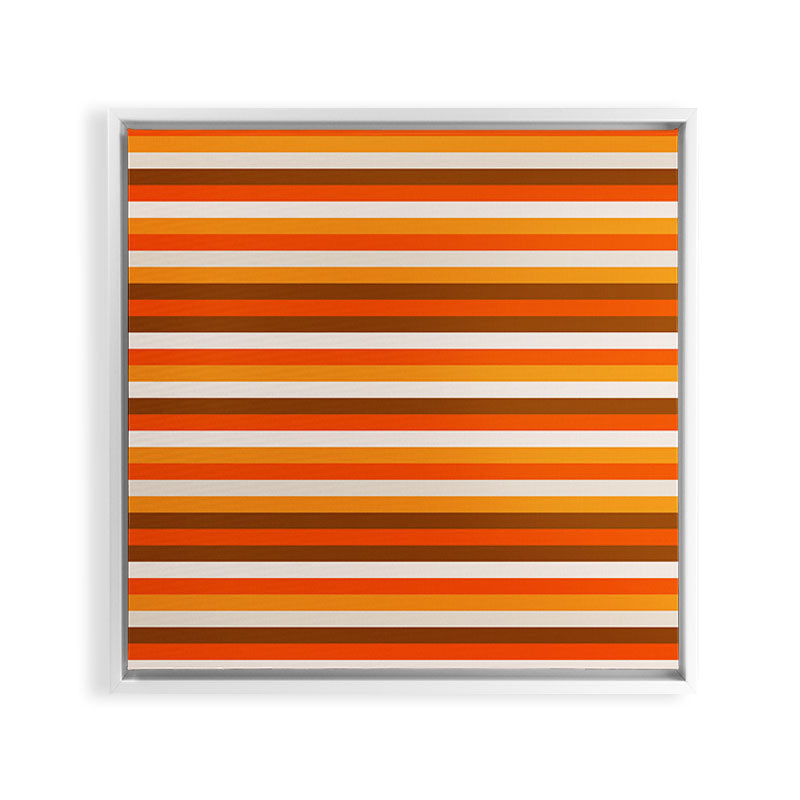 70s Fine Stripes in Retro Orange and Brown Framed Canvas Print