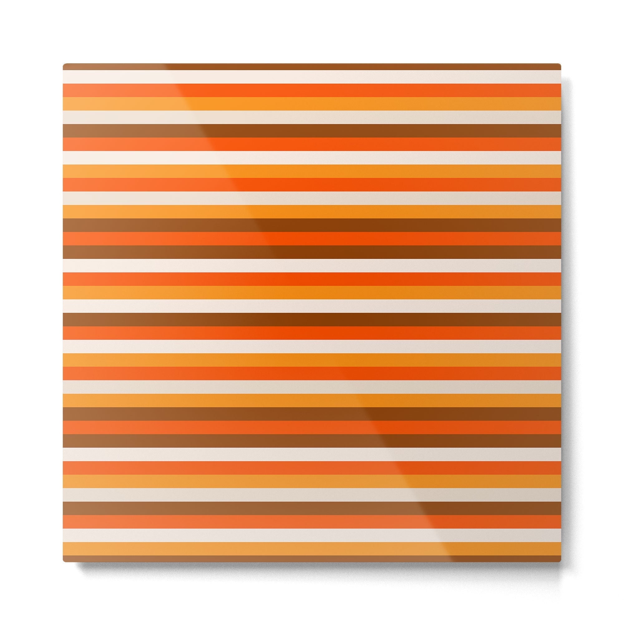 70s Fine Stripes in Retro Orange and Brown Metal Print