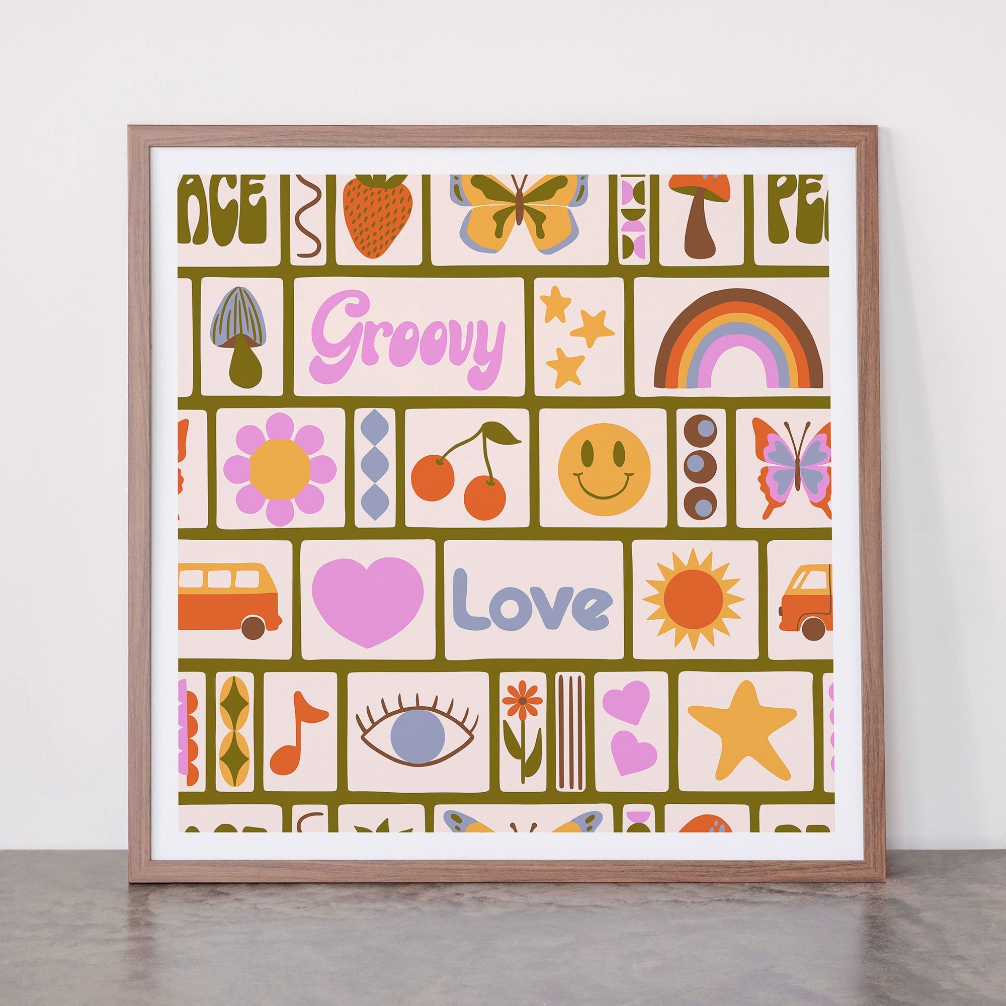 1970s Retro Pop Culture Icons Framed Art Print