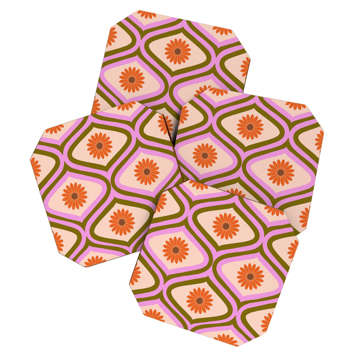 70s Disco Daisy Flower Pattern Coaster