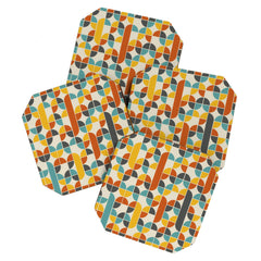 1970s Colors Mid Century Modern Geometric Pattern  Coaster