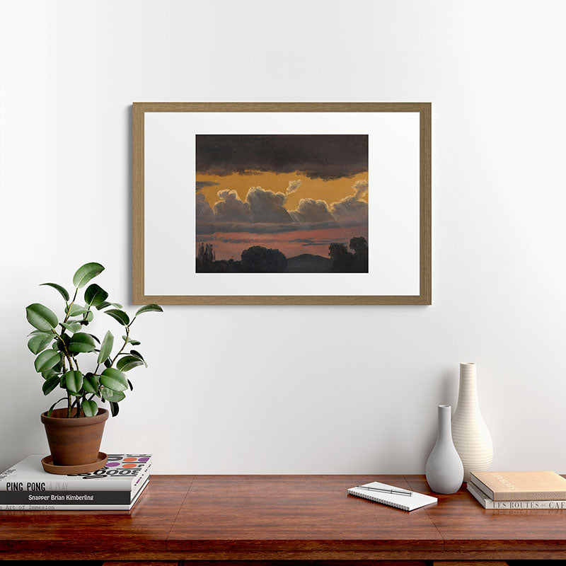 "Cloud Study over Landscape" by Knud Baade, 1838 Framed Art Print