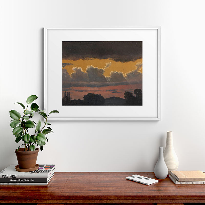 "Cloud Study over Landscape" by Knud Baade, 1838 Framed Art Print
