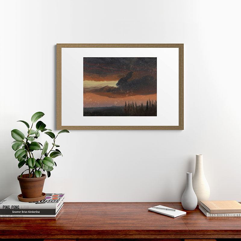 "Cloud Study over Poplars" by Knud Baade, circa 1830s-1840s Framed Art Print