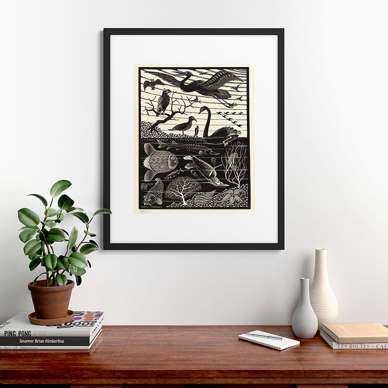 "The Fifth Day of Creation" by M.C. Escher Framed Art Print