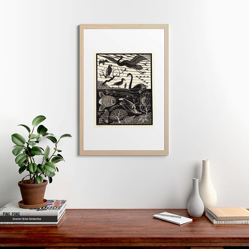 "The Fifth Day of Creation" by M.C. Escher Framed Art Print