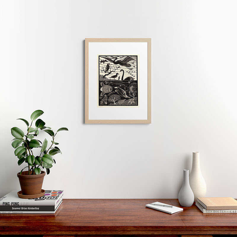 "The Fifth Day of Creation" by M.C. Escher Framed Art Print