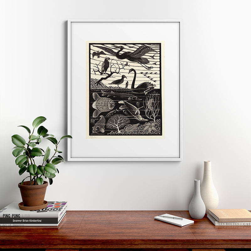 "The Fifth Day of Creation" by M.C. Escher Framed Art Print