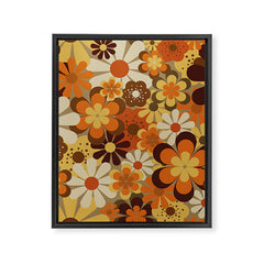 70's Floral Prints, Retro Art Framed Canvas Print