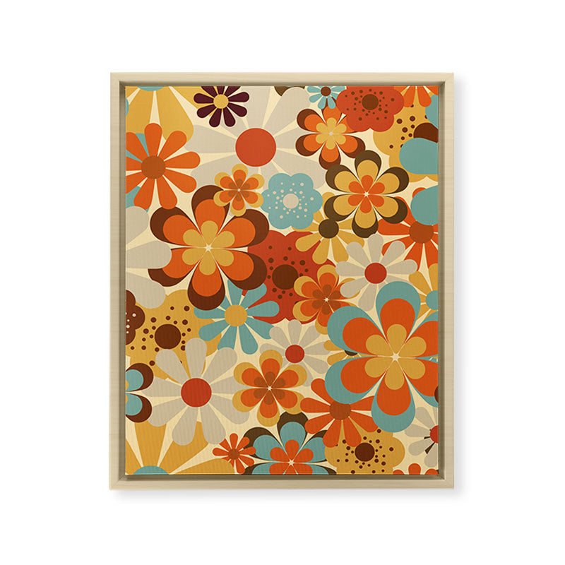 70's Retro Floral Patterned Prints Framed Canvas Print
