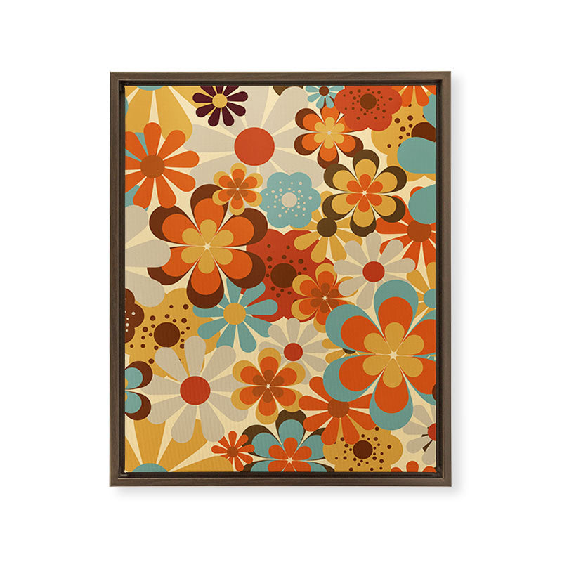 70's Retro Floral Patterned Prints Framed Canvas Print
