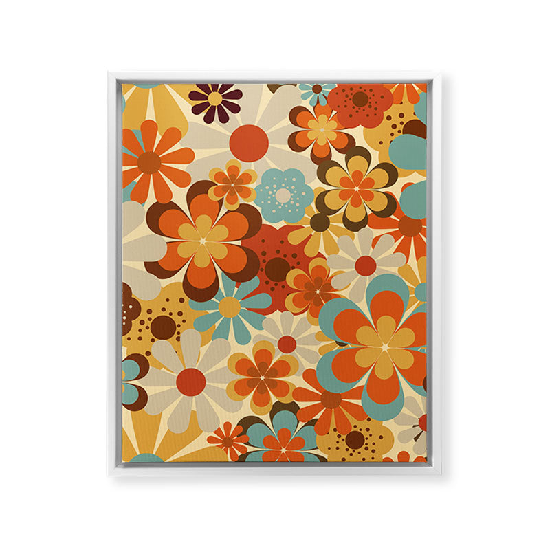 70's Retro Floral Patterned Prints Framed Canvas Print
