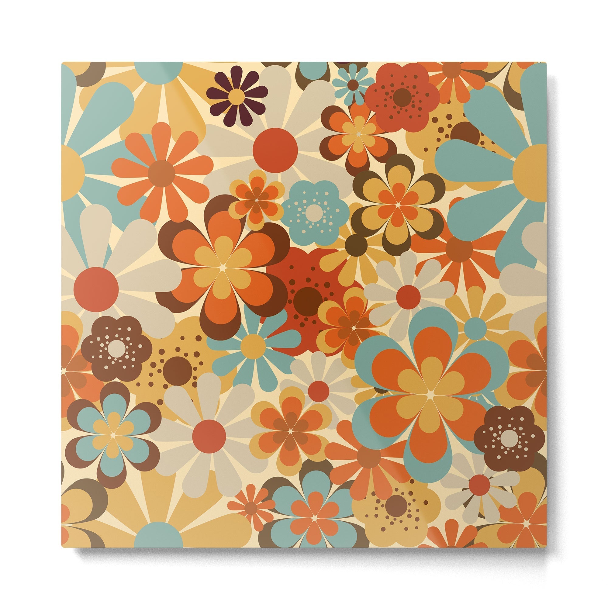 70's Retro Floral Patterned Prints Metal Print