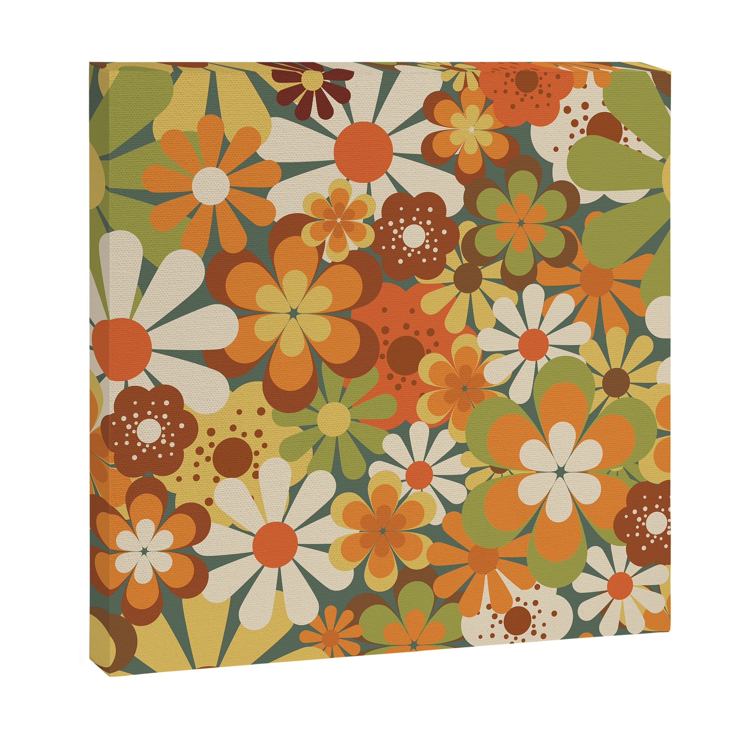 70's Retro Flowers Print Canvas Print
