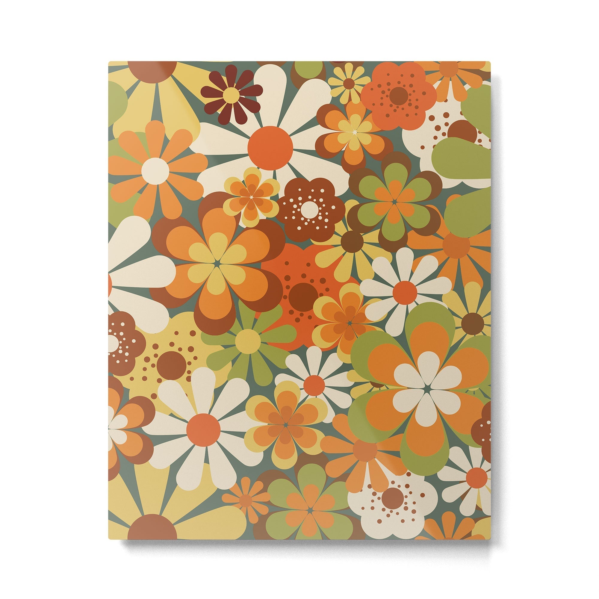 70's Retro Flowers Print Metal Print