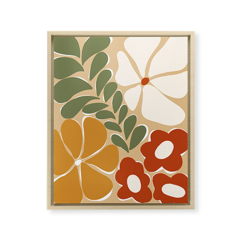 70s boho botanical flowers   Framed Canvas Print