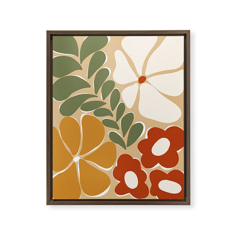 70s boho botanical flowers   Framed Canvas Print