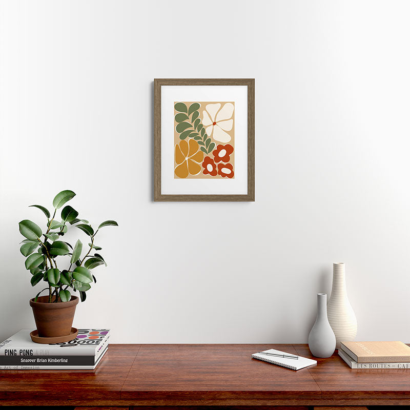 70s boho botanical flowers   Framed Art Print