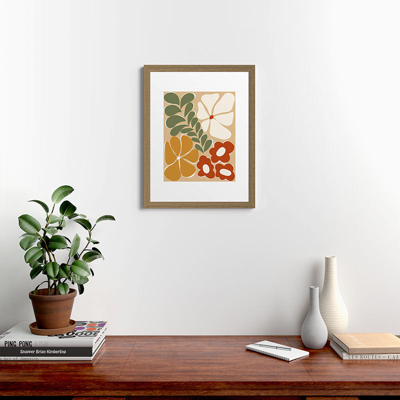 70s boho botanical flowers   Framed Art Print