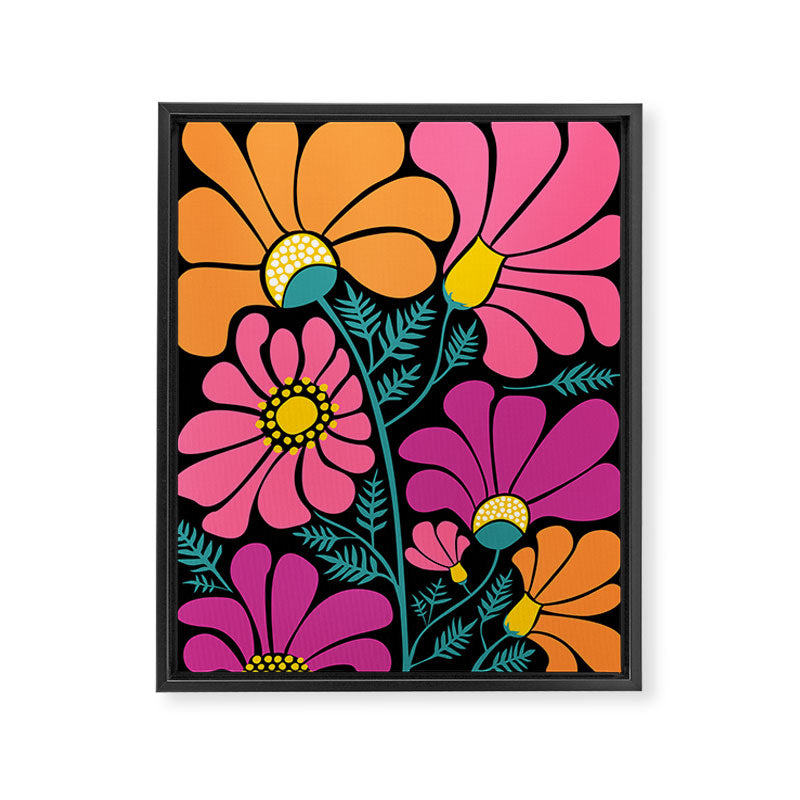 70s Disco Garden Framed Canvas Print