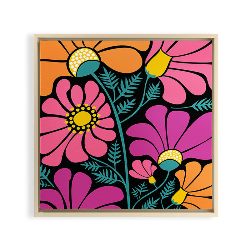70s Disco Garden Framed Canvas Print