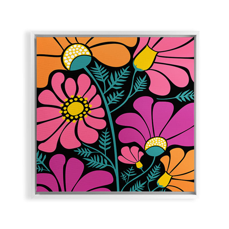 70s Disco Garden Framed Canvas Print