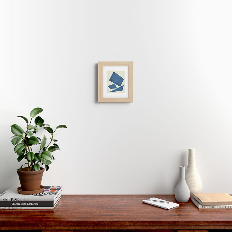 3 Forms Composition - Blue Framed Art Print