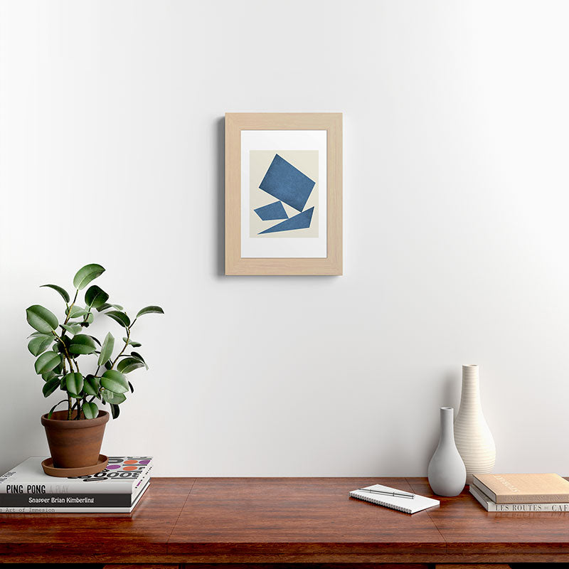 3 Forms Composition - Blue Framed Art Print