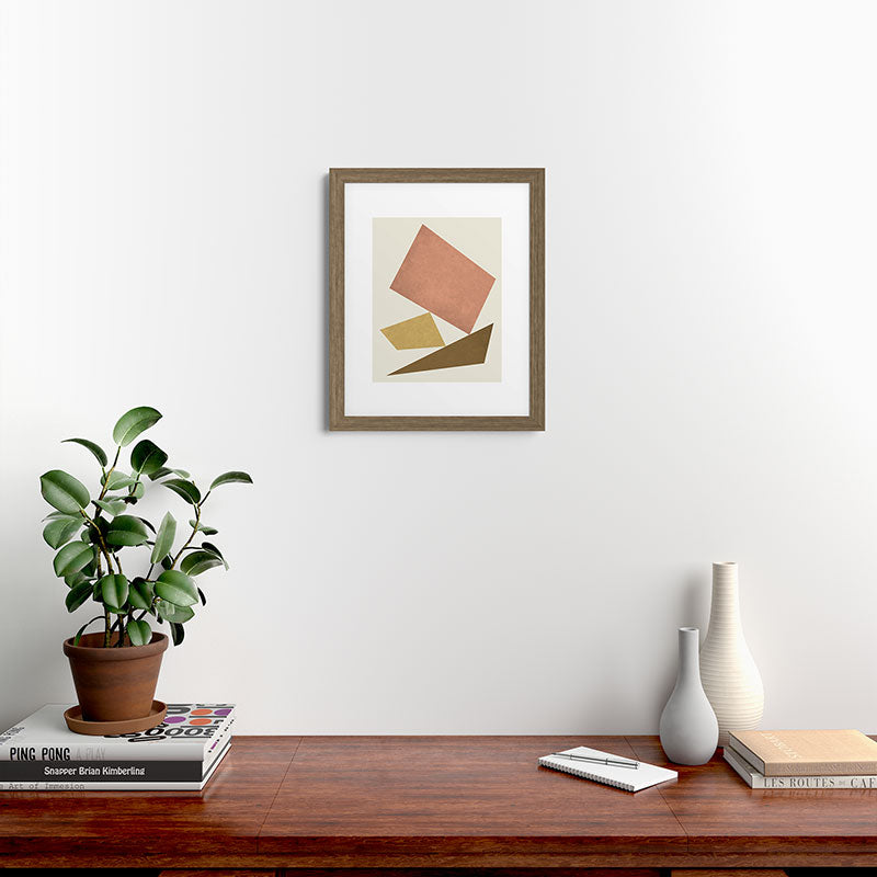 3 Forms Composition - Pink Framed Art Print