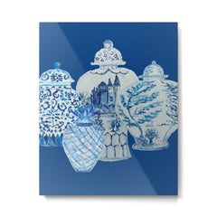 4 Four 4 Blue and White Ginger Jars  Metal Print