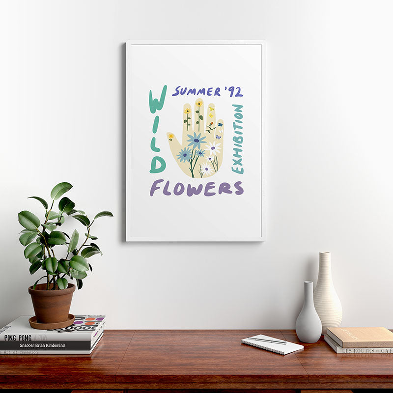 90s Wild Flowers Exhibition Poster Framed Art Print