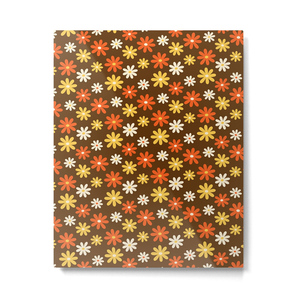 1970s flowers brown and orange Metal Print