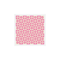 90s checkers flowers cream and pink Art Print