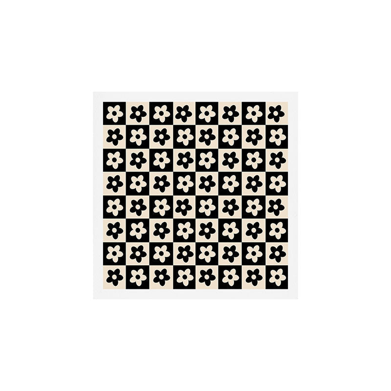 90s flowers checkers cream and black Art Print