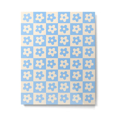 90s flowers checkers cream and blue Metal Print