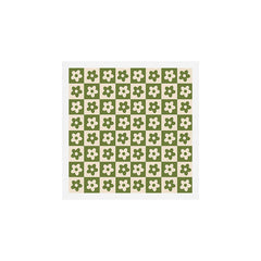 90s flowers checkers cream and green Art Print
