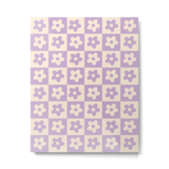 90s flowers checkers cream and lilac Metal Print