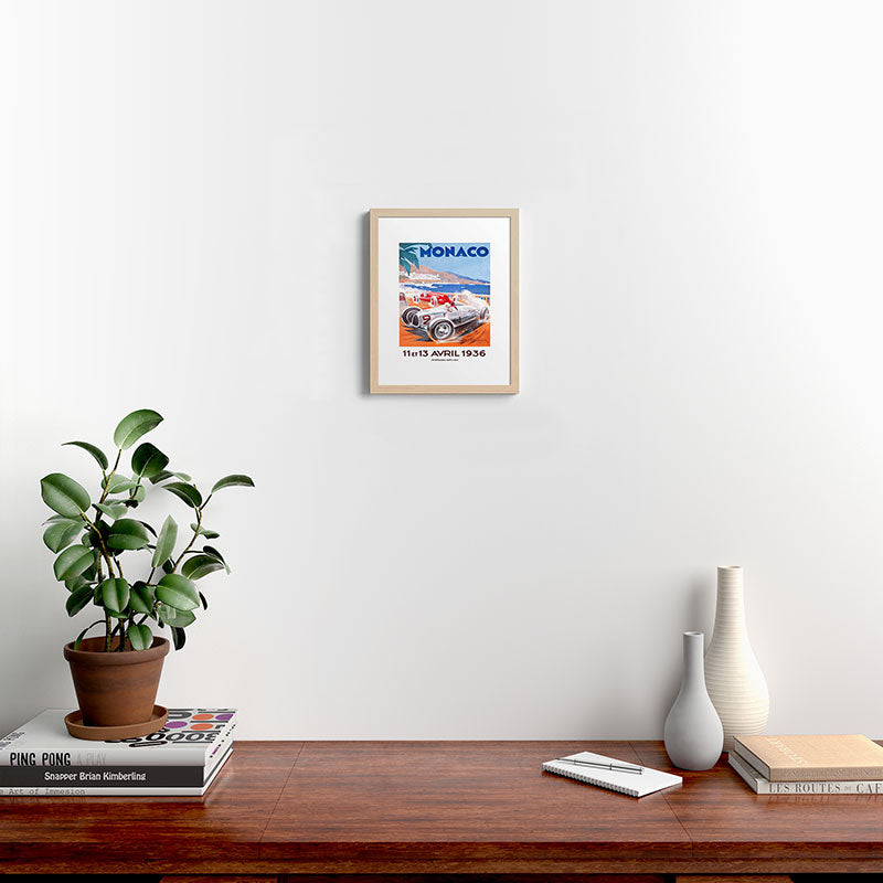 1936 Monaco Grand Prix Race Poster  Framed Art Print
