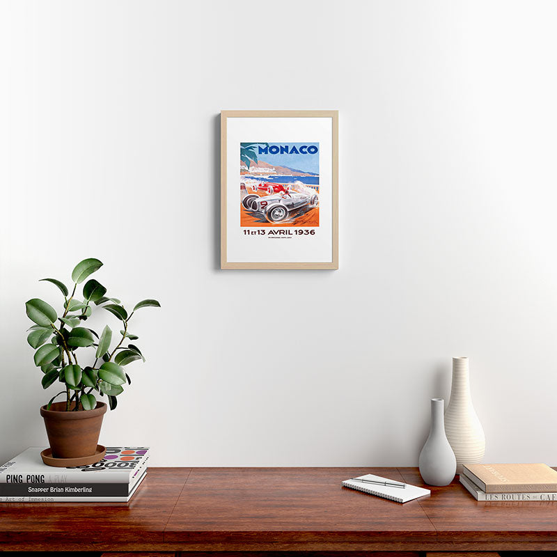 1936 Monaco Grand Prix Race Poster  Framed Art Print