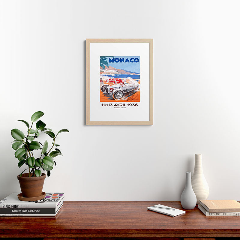 1936 Monaco Grand Prix Race Poster  Framed Art Print