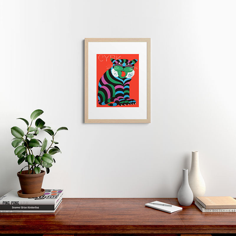 1975 CYRK Polish Circus Tiger Advertising Poster Framed Art Print