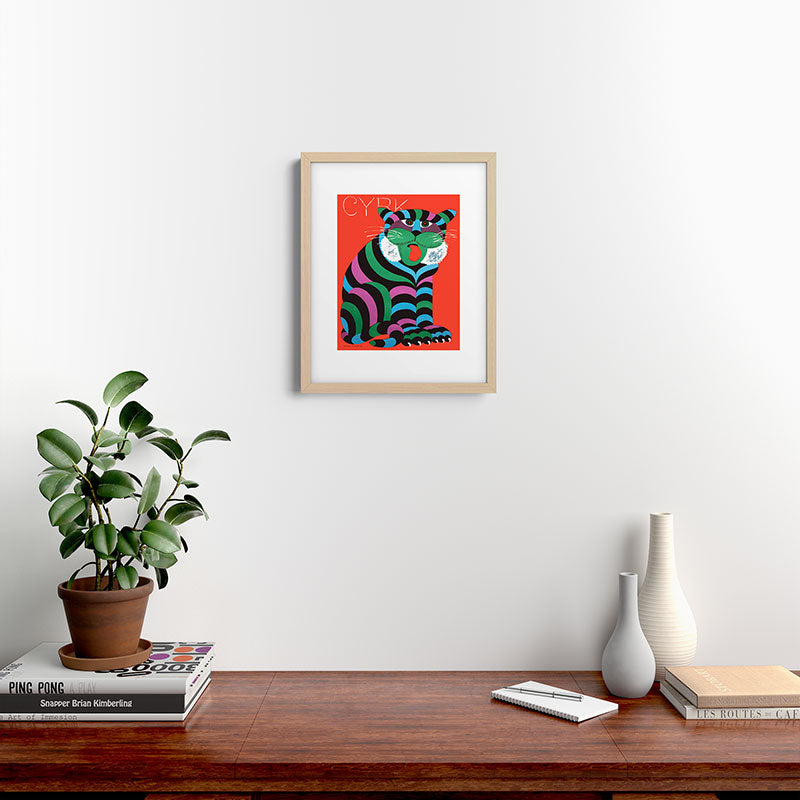 1975 CYRK Polish Circus Tiger Advertising Poster Framed Art Print