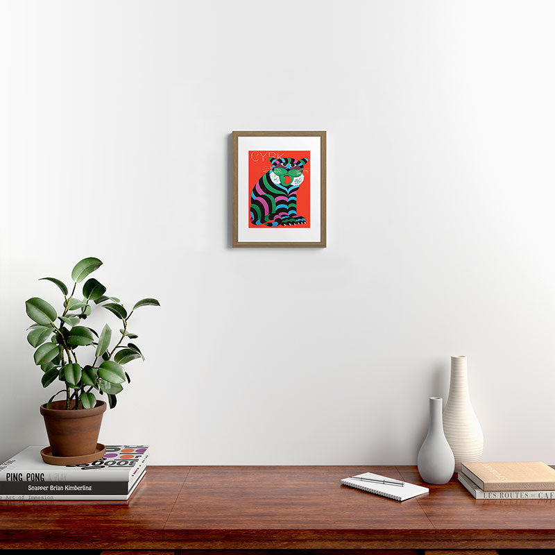 1975 CYRK Polish Circus Tiger Advertising Poster Framed Art Print