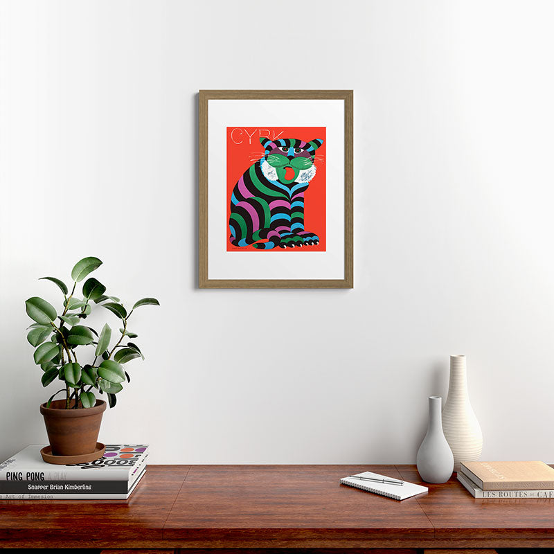 1975 CYRK Polish Circus Tiger Advertising Poster Framed Art Print