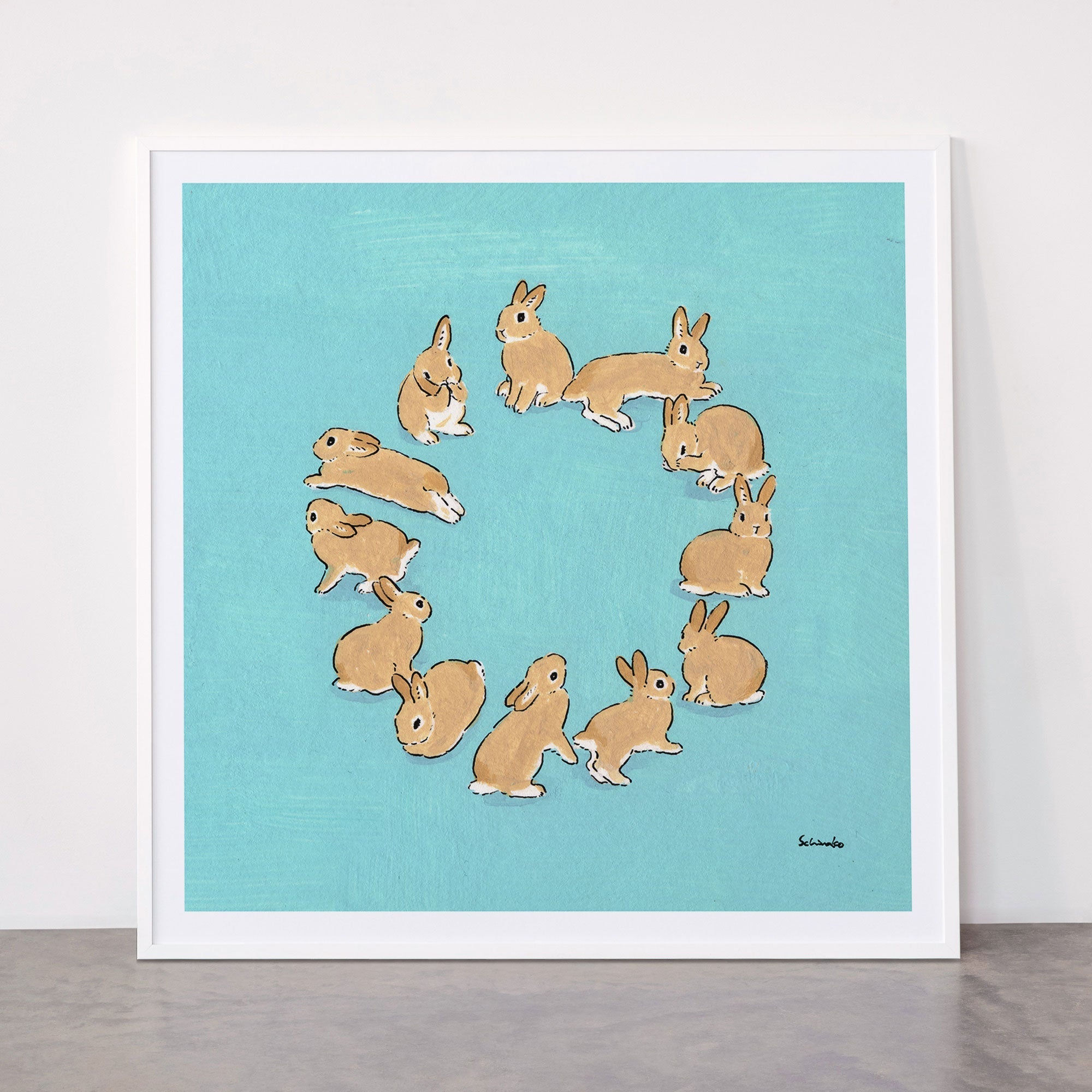 12 rabbits Framed Art Print